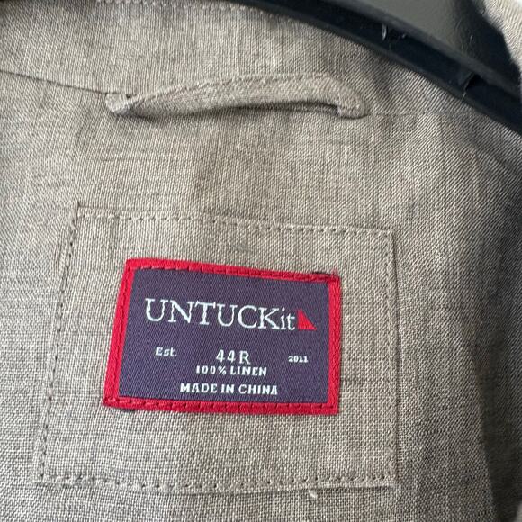 Untuckit 100% Linen Blazer Jacket Gray Size 44R Two Button - Picture 3 of 6